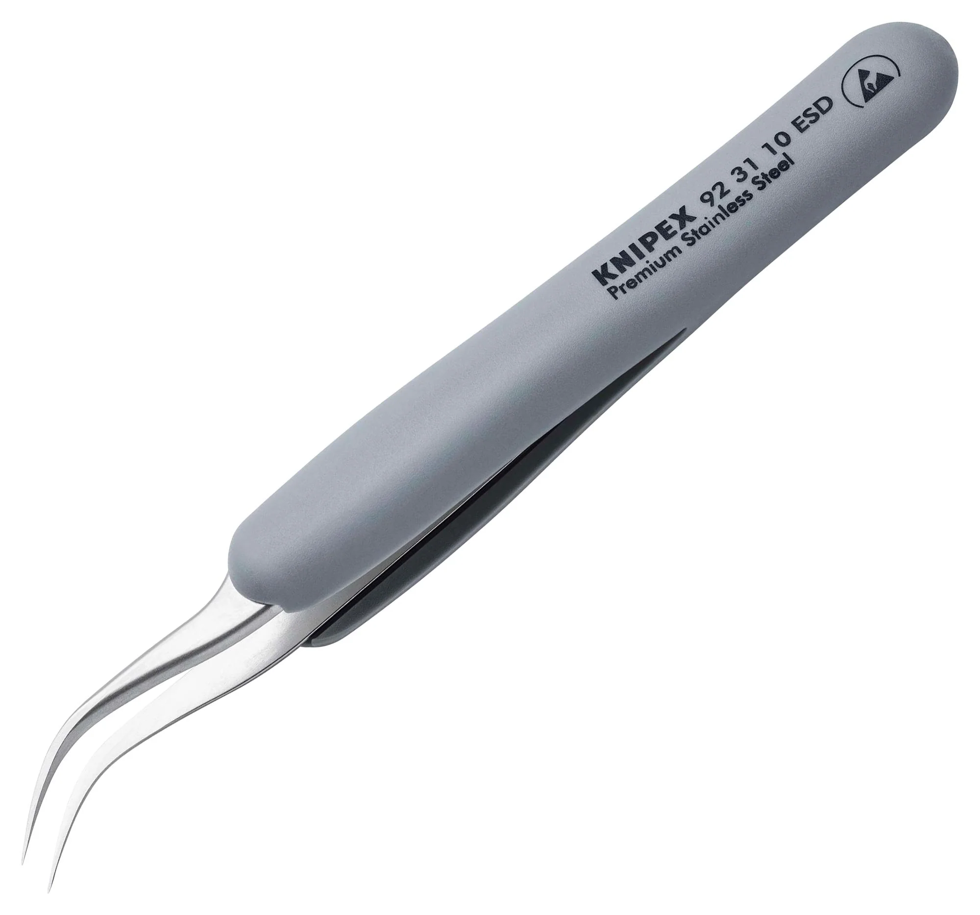 Knipex 92 31 10 ESD 92 ESD Tweezers Precision Rubber Handle Safe Curved/Pointed 122mm Overall Length Stainless Steel New - Image 2