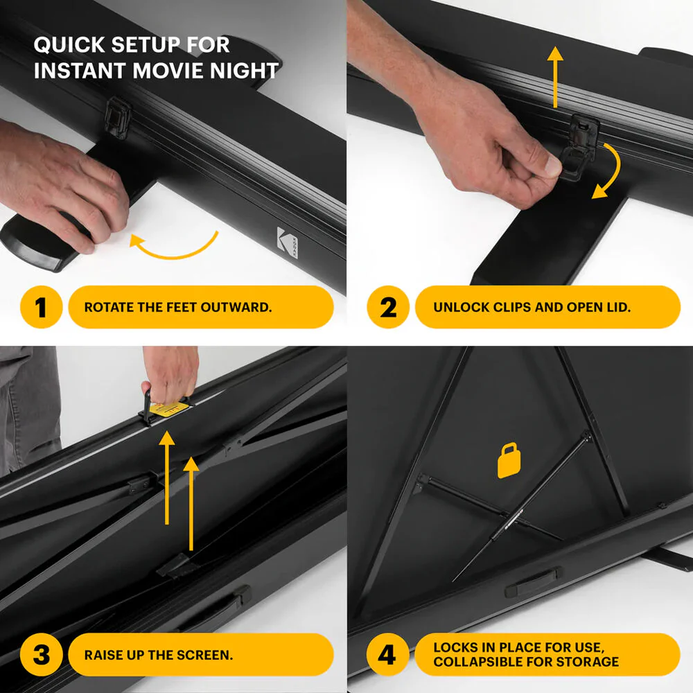 Kodak Instant Cinema 60" Pull-Up Portable Manual Front Projection Screen (30 x 53") - Image 3