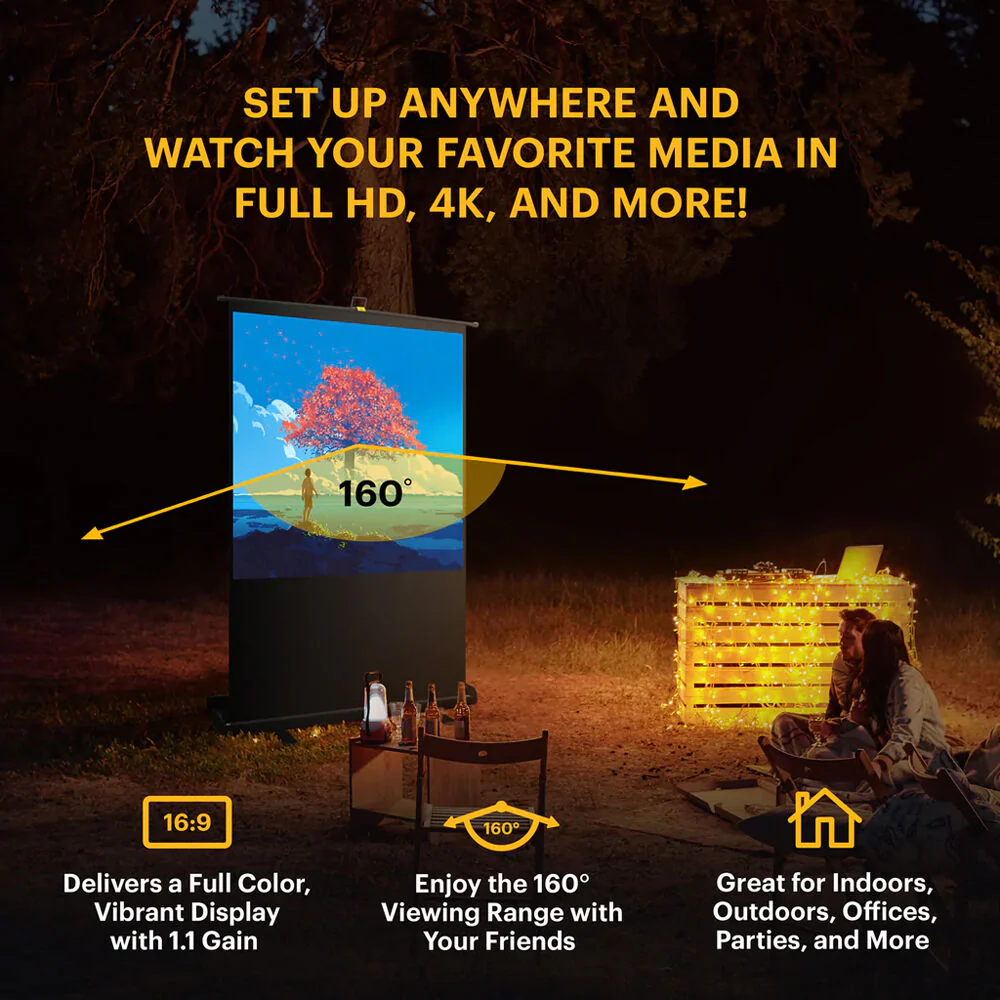Kodak Instant Cinema 60" Pull-Up Portable Manual Front Projection Screen (30 x 53") - Image 6