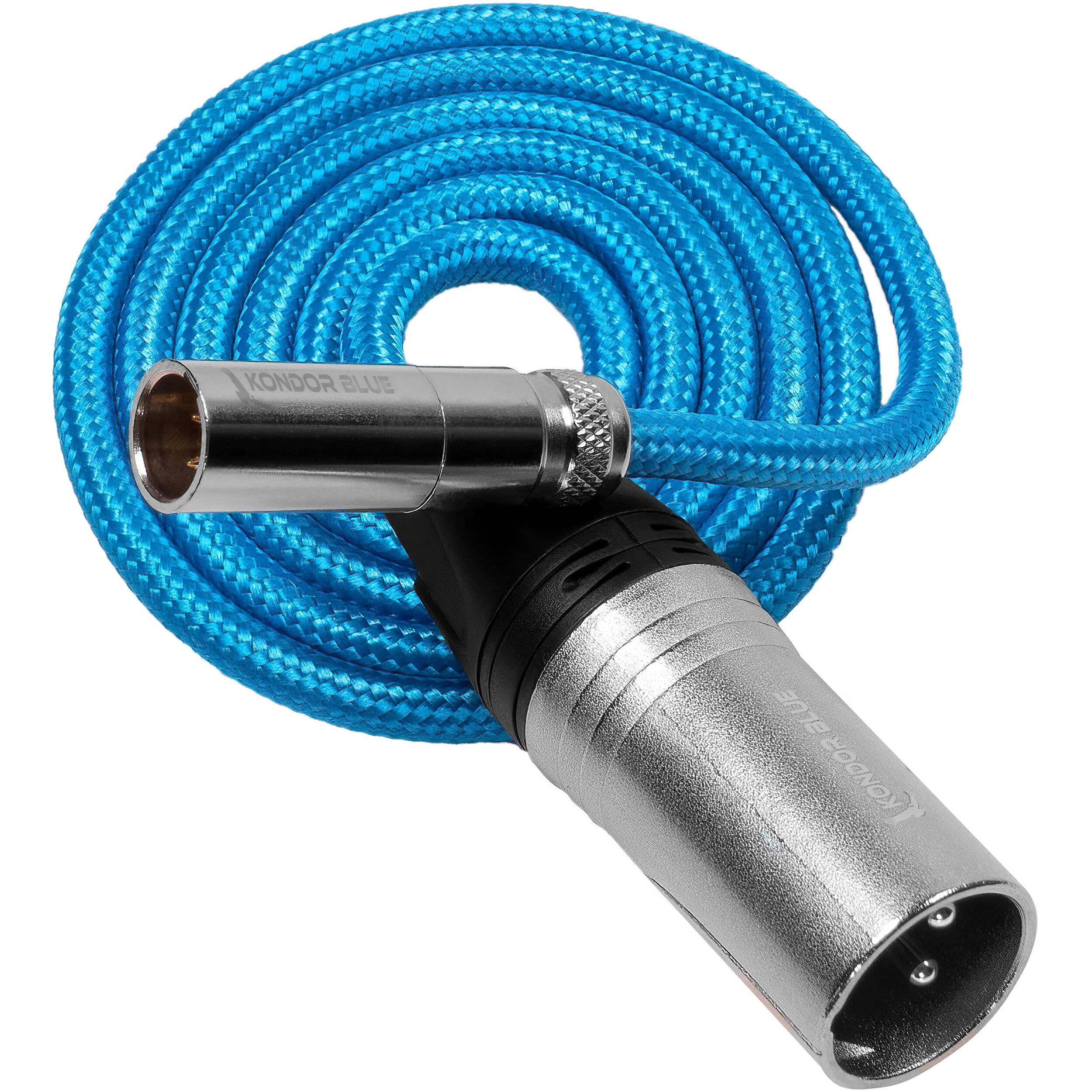 Kondor Blue Braided Mini-XLR Male to XLR Male Audio Cable (Blue, 3') - Image 2