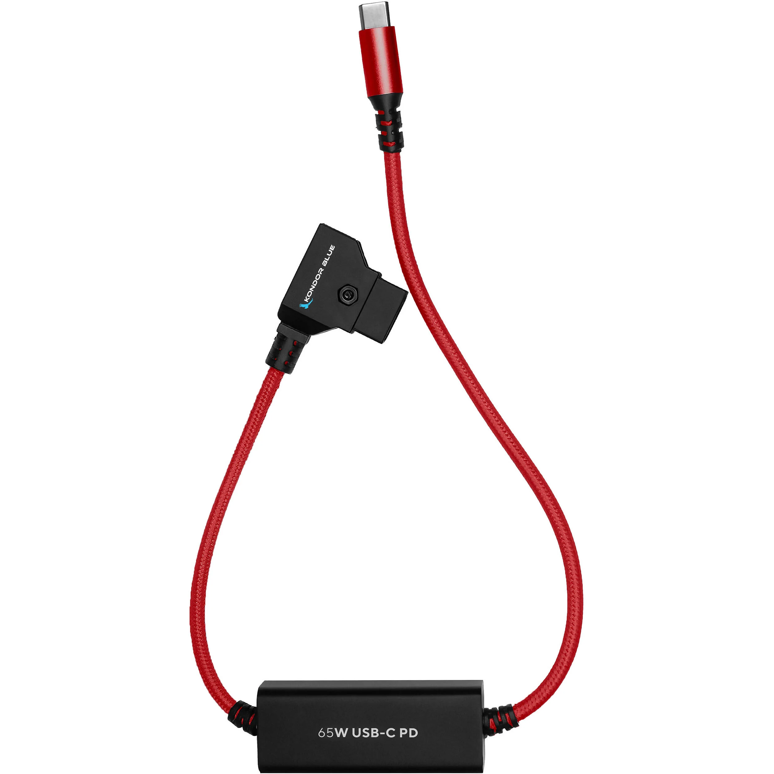 Kondor Blue D-Tap to USB-C Power Delivery Cable for Mirrorless Cameras (16", Cardinal Red) - Image 2
