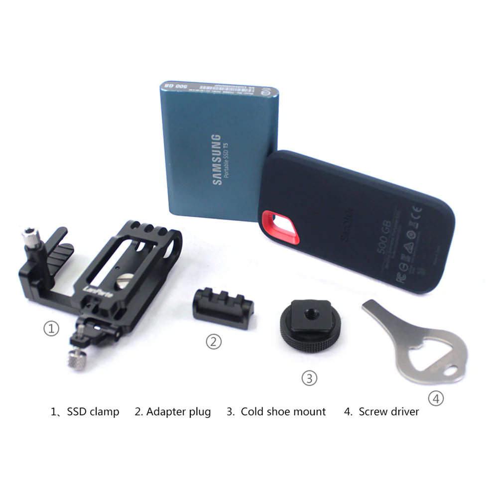 LanParte Sandisk SSD Clamp With Cold Shoe Mount And 1/4 Thread - Image 8