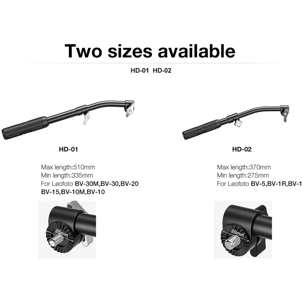 Leofoto HD-01 2-Section Pan Handle for BV-30/30M, BV-20/20K, BV-15, and BV-10/10M - Image 4