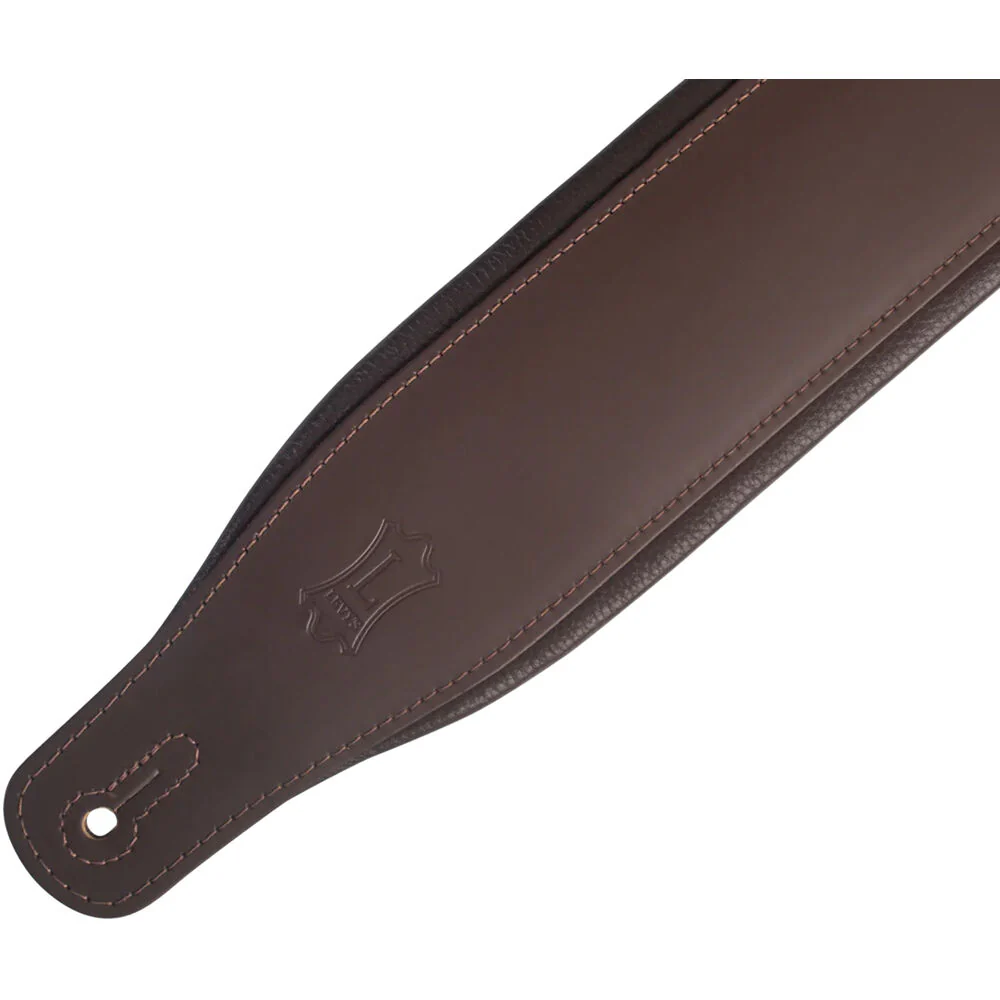 Levy's Amped Leather Series Guitar Strap (Dark Brown) - Image 3