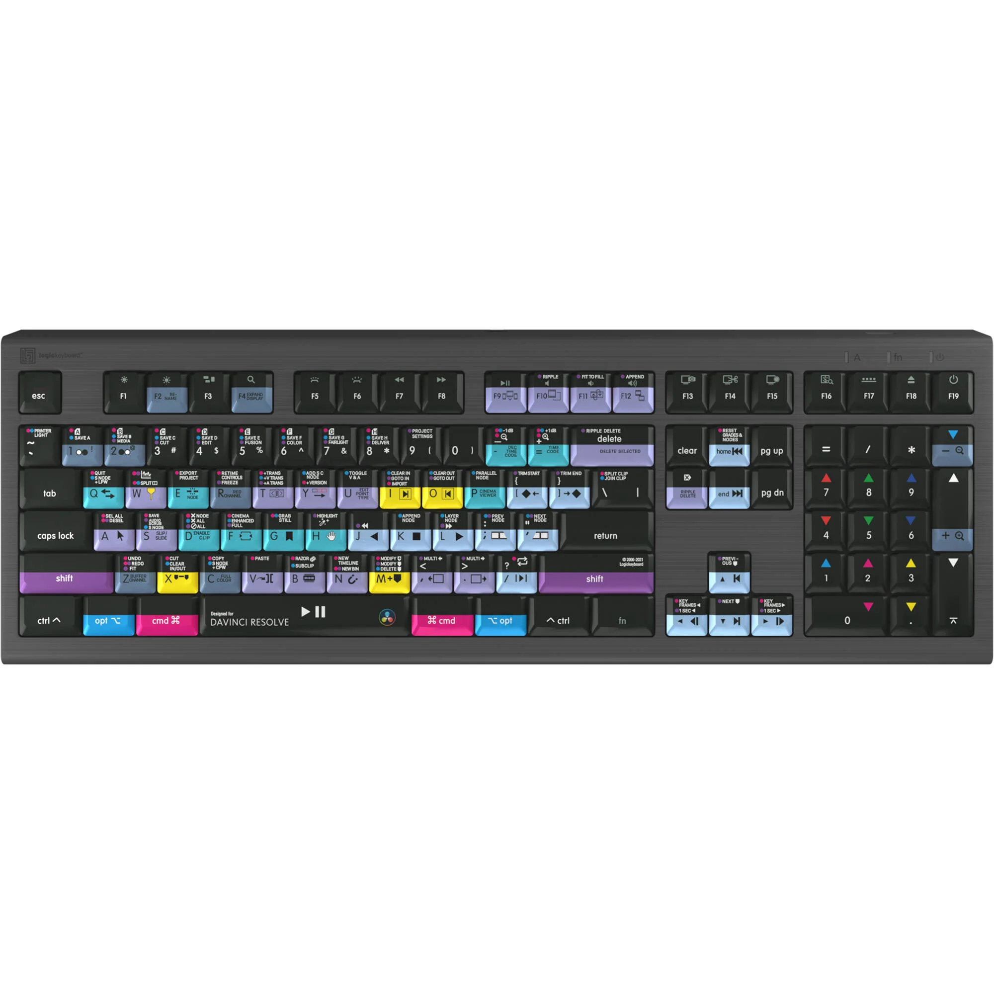 Logickeyboard ASTRA 2 Backlit Keyboard for DaVinci Resolve 17 (Mac, US English) - Image 5