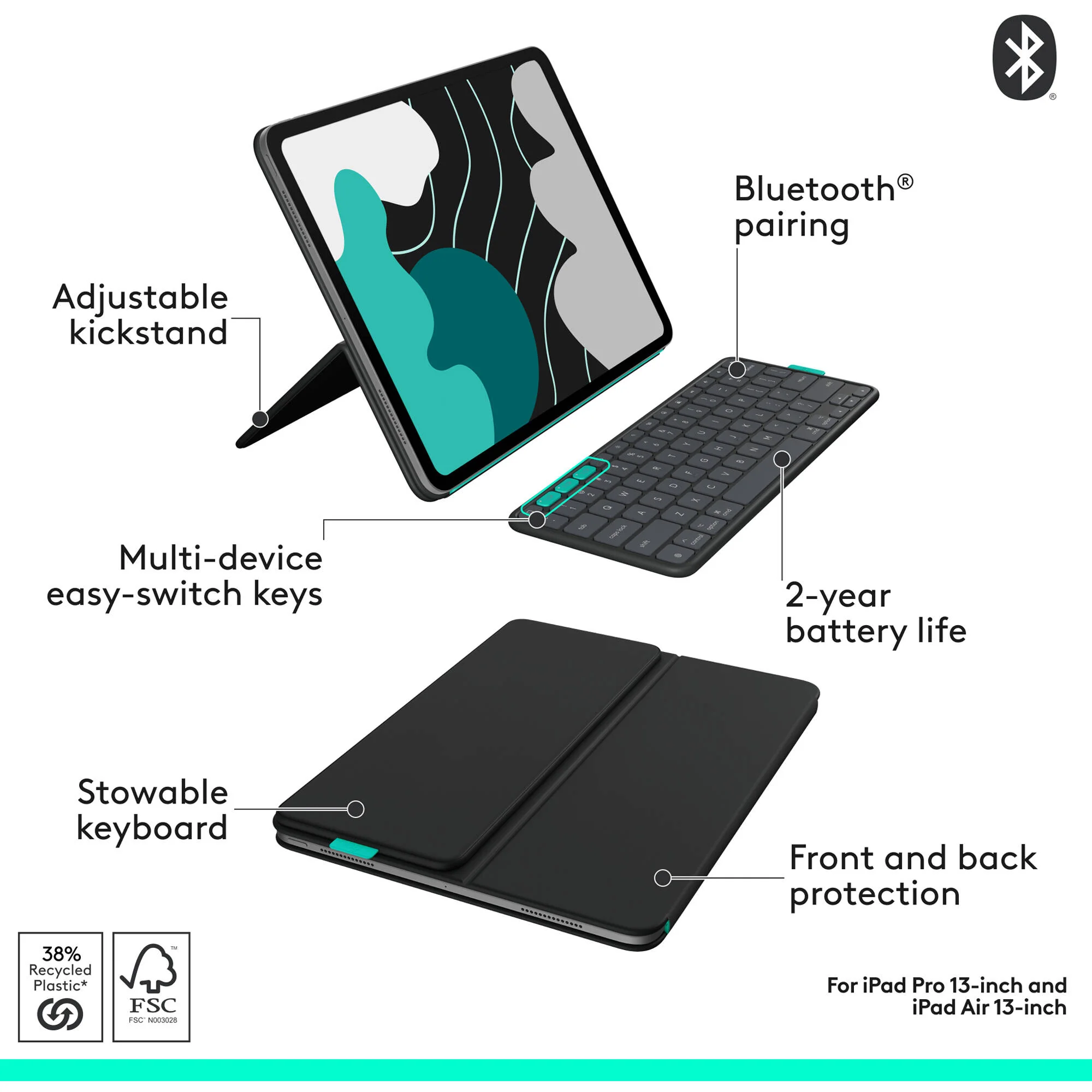 Logitech Flip Folio for 13" iPad Air/Pro (Graphite) - Image 6