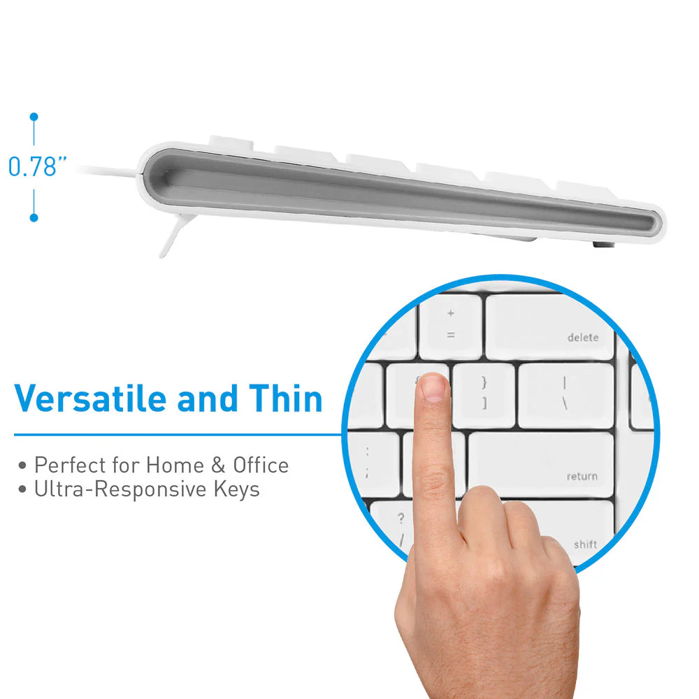 Macally 104 Key Full-Size USB Keyboard (White) - Image 4