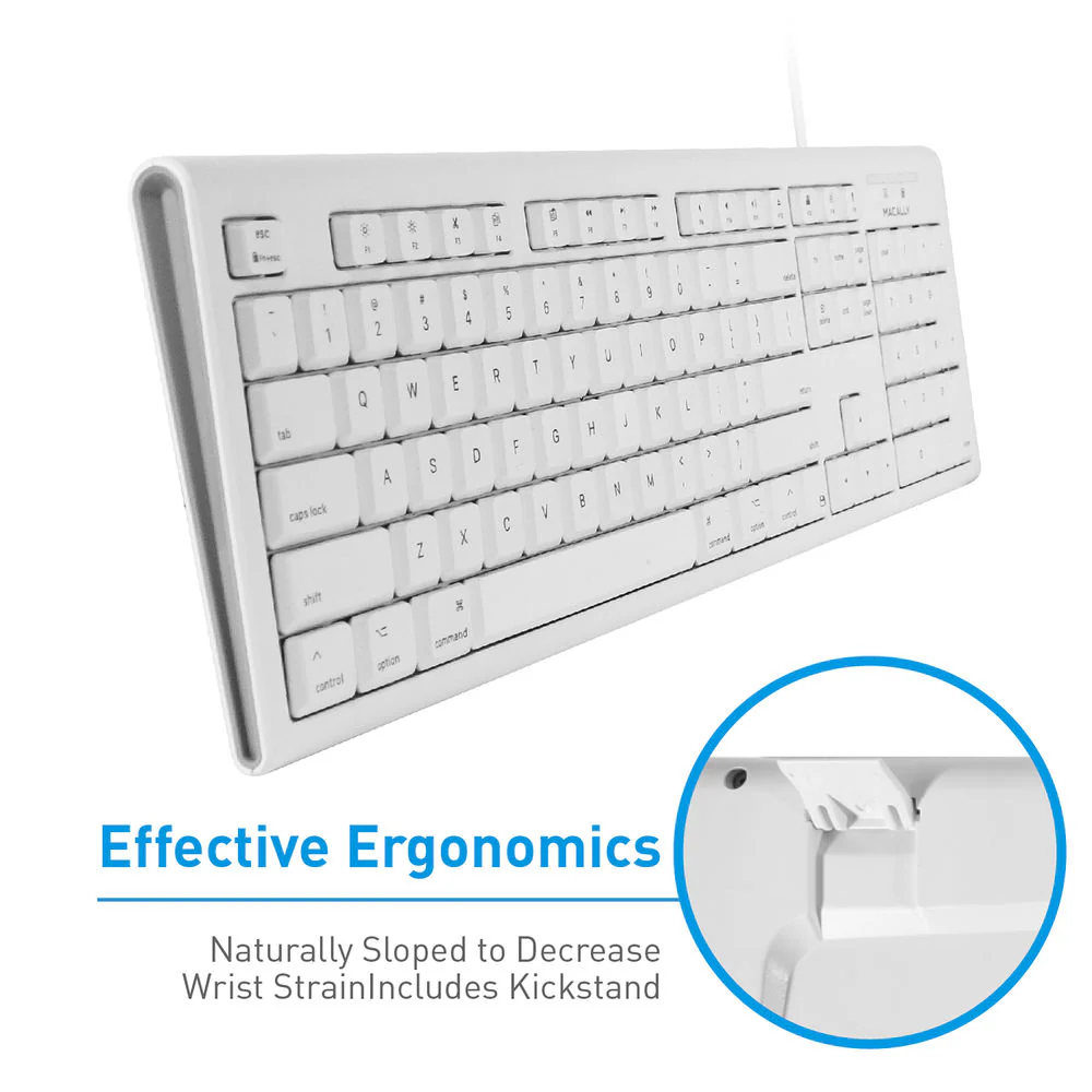 Macally 104 Key Full-Size USB Keyboard (White) - Image 6