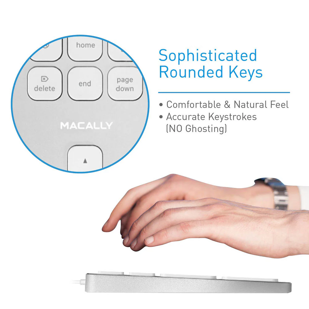 Macally Aluminum Slim Keyboard with 2 USB Ports - Image 8