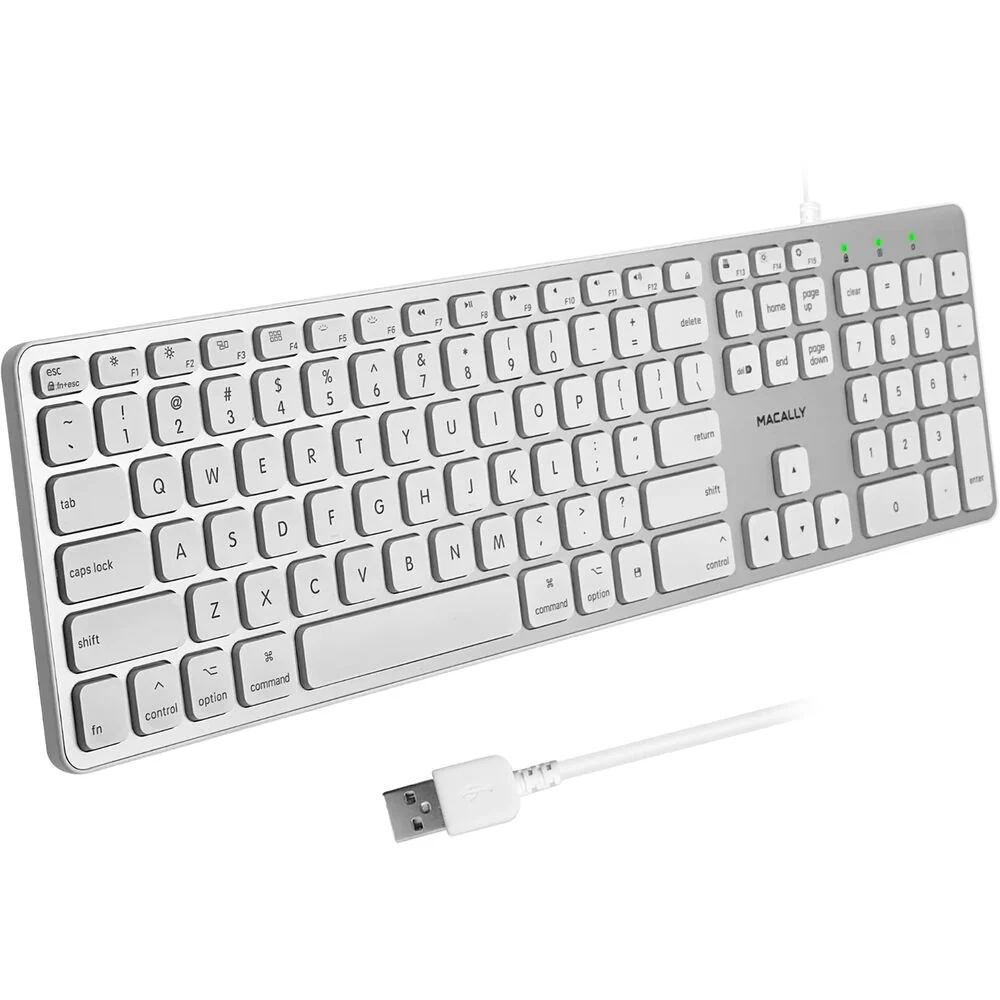 Macally Full-Size Wired Backlit Keyboard for Mac (Aluminum)
