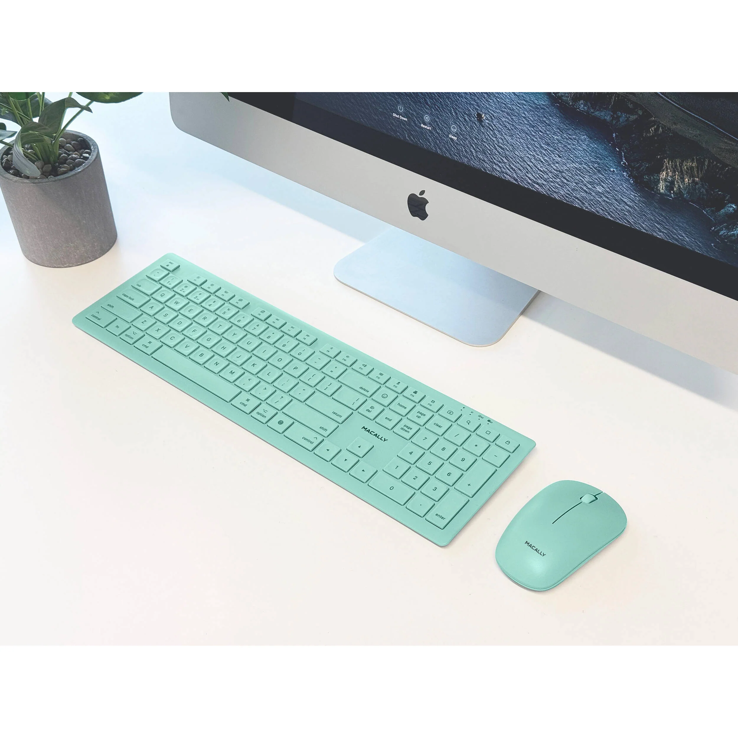 Macally Wireless Bluetooth Keyboard and Mouse Combo for Mac (Light Green) - Image 4
