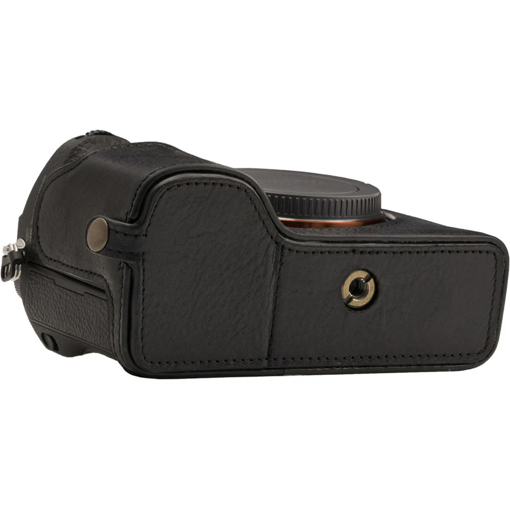 MegaGear Ever Ready Genuine Leather Camera Half Case and Strap for Sony Alpha a7 III, a7R III, a9 (Black) - Image 6