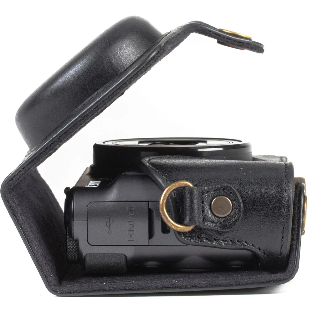 MegaGear Ever Ready Leather Camera Case for Canon PowerShot SX730 HS (Black) - Image 8