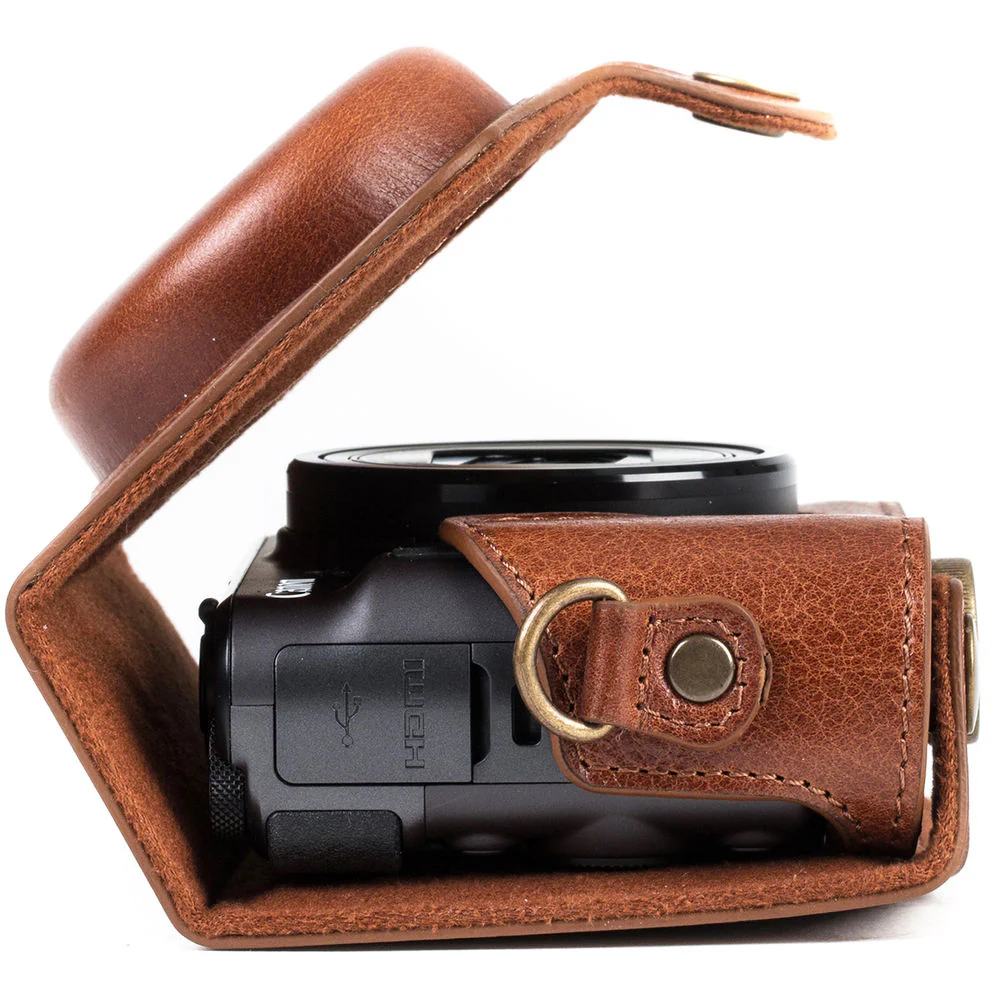 MegaGear Ever Ready Leather Camera Case for Canon PowerShot SX730 HS/SX740 HS (Dark Brown) - Image 7