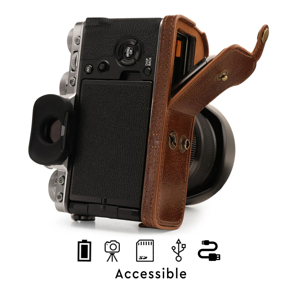 MegaGear Ever Ready Leather Camera Case for FUJIFILM X-T4 with XF 16-80mm Lens (Brown) - Image 7