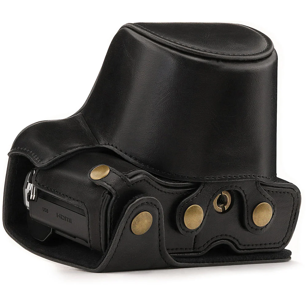 MegaGear Ever Ready Leather Camera Case for Olympus OM-D E-M10 Mark III with 14-42mm Lens (Black) - Image 6