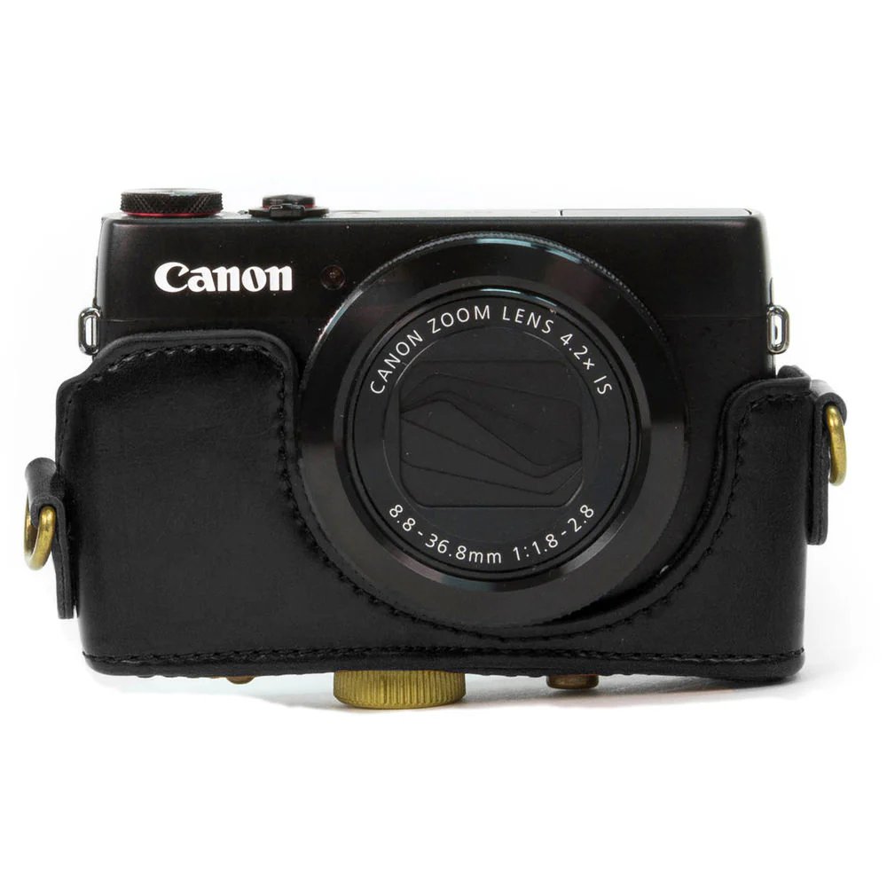 MegaGear Ever Ready PU Leather Camera Case with Strap for Canon PowerShot G7 X (Black) - Image 4