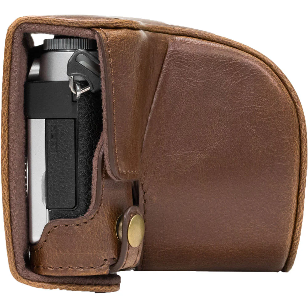 MegaGear Ever Ready PU Leather Case & Strap for Select Panasonic LUMIX with 12-32mm (Dark Brown) - Image 4