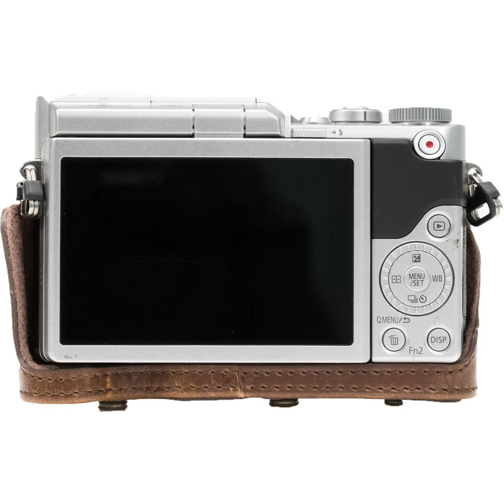 MegaGear Ever Ready PU Leather Case & Strap for Select Panasonic LUMIX with 12-32mm (Dark Brown) - Image 5