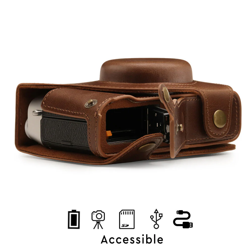 MegaGear Ever Ready Top Grain Leather Camera Case for FUJIFILM X100V (Brown) - Image 5