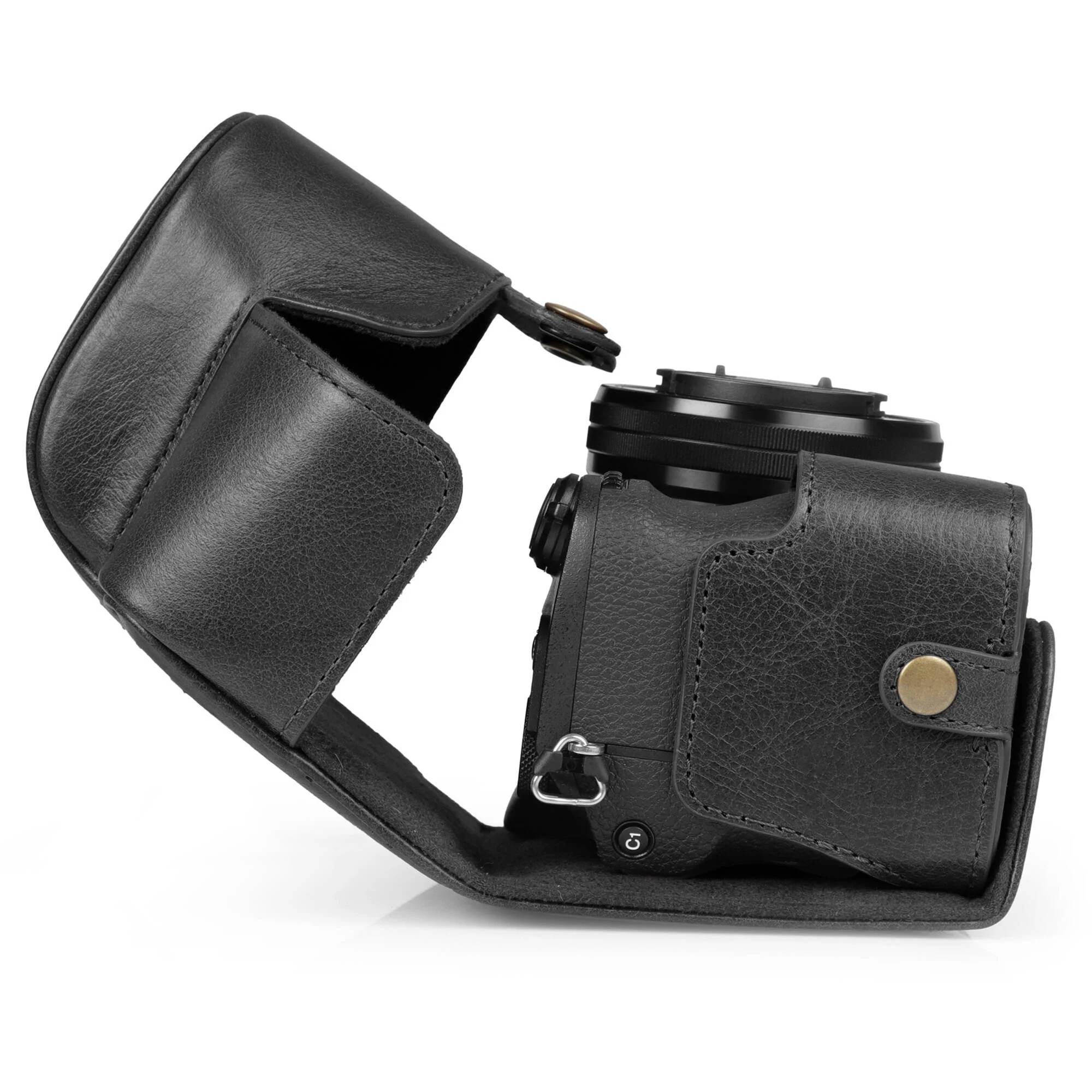 MegaGear Genuine Leather Camera Case for Sony a6700 with 16-50mm Lens (Black) - Image 5