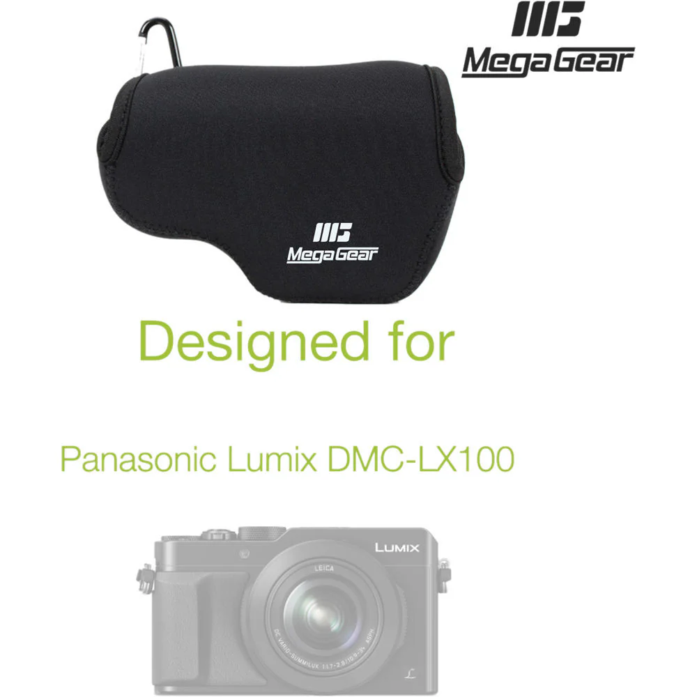 MegaGear Ultra-Light Neoprene Camera Case with Carabiner for Panasonic Lumix DMC-LX100 (Black) - Image 9