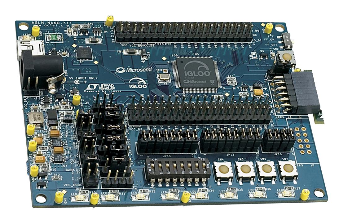 MICROCHIP AGLN-NANO-KIT Starter Kit, AGLN250V2-VQG100, IGLOO, FPGA,, Programming Stick, USB 2.0 Cables, Quickstart Card