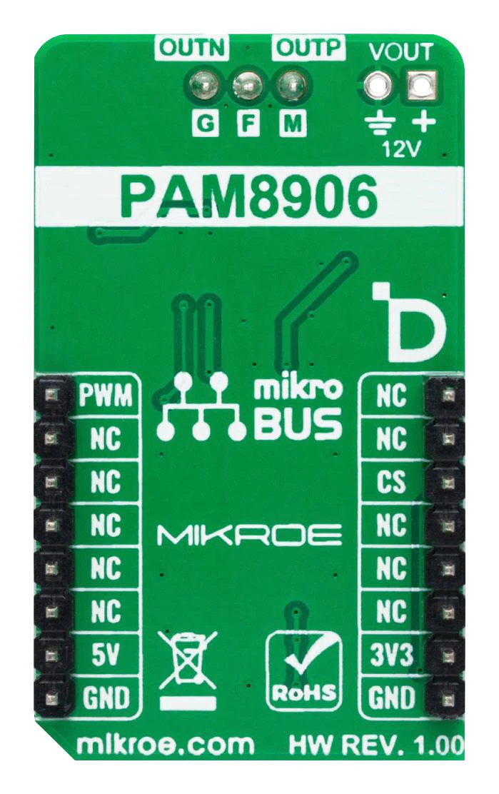 MIKROELEKTRONIKA MIKROE-5896 Add-On Board, Piezo Driver Click, PAM8906, Piezoelectric Sounder Driver, PWM, 3.3V/5V in - Image 2