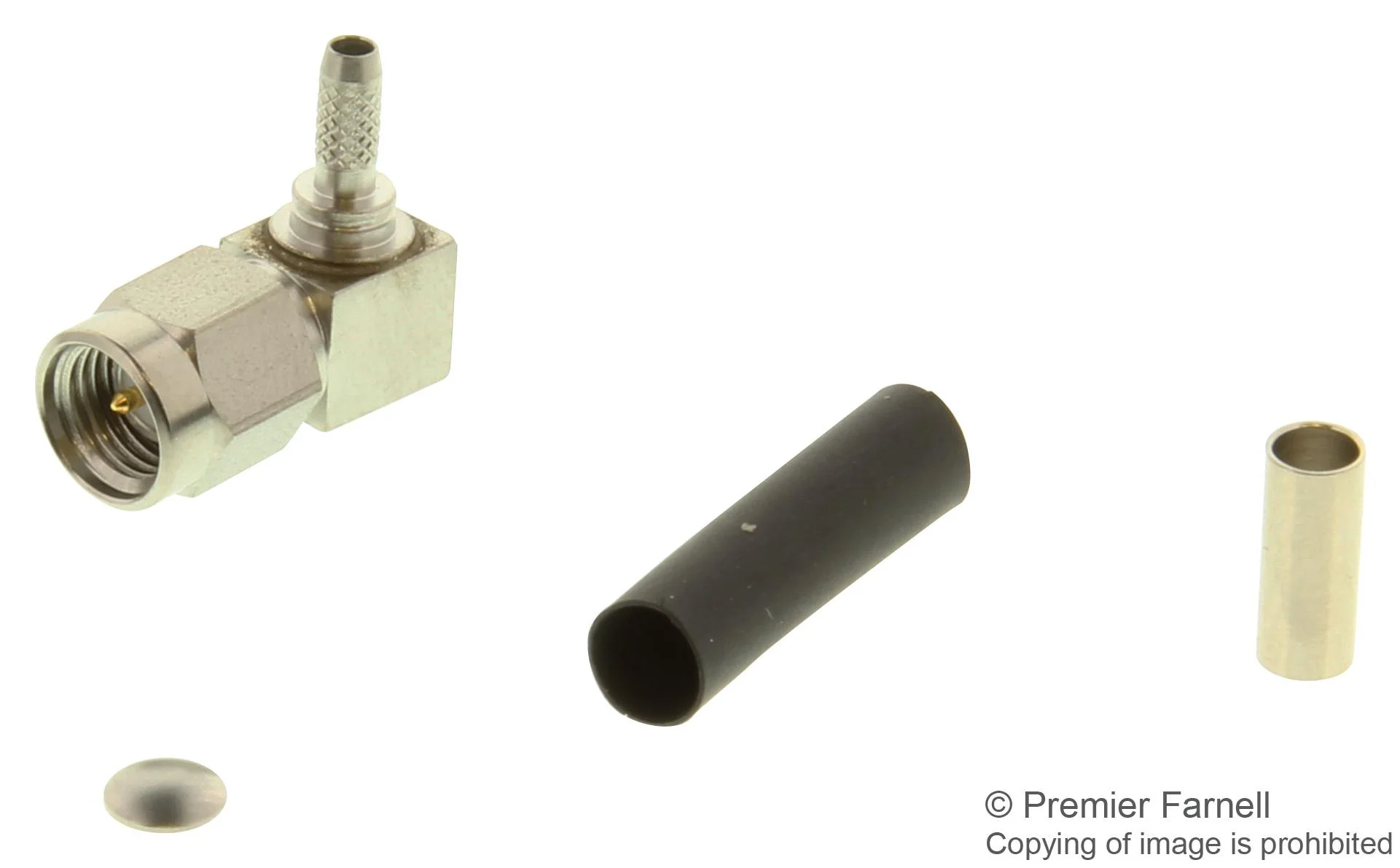 MOLEX 73391-0230 50 Ohms, SMA Right-Angle Plug, Crimp, RG-174, RG-188 & RG-316 Cable, Brass Body, One Piece Per Bag