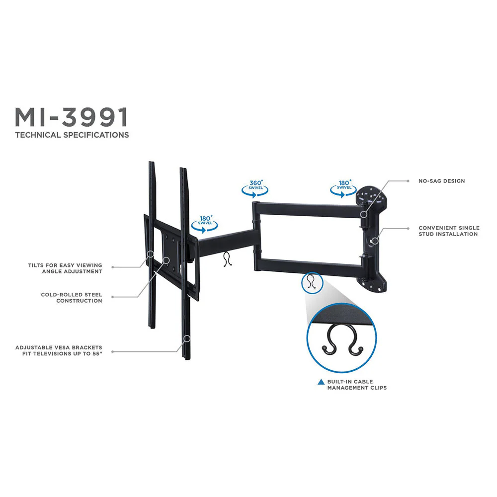 Mount-It! Full-Motion Wall Mount for 32 to 55" Displays - Image 6