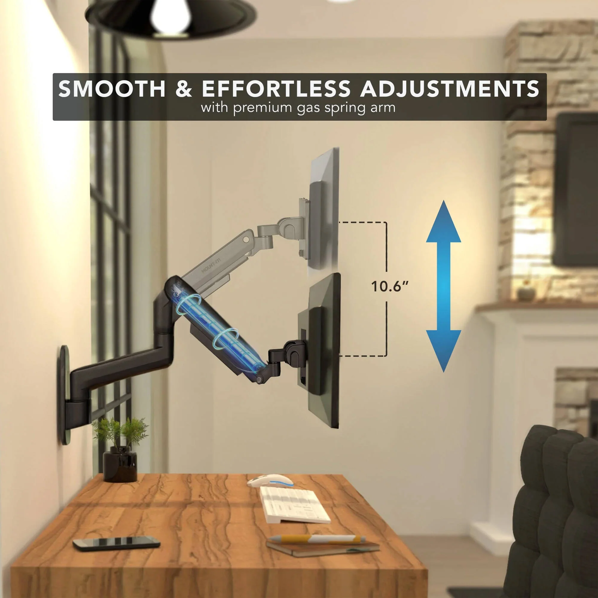 Mount-It! Heavy-Duty Monitor Wall Mount with Gas Spring Arm - Image 6