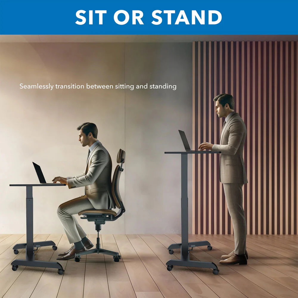 Mount-It! Height-Adjustable Rolling Laptop Desk (Black) - Image 4