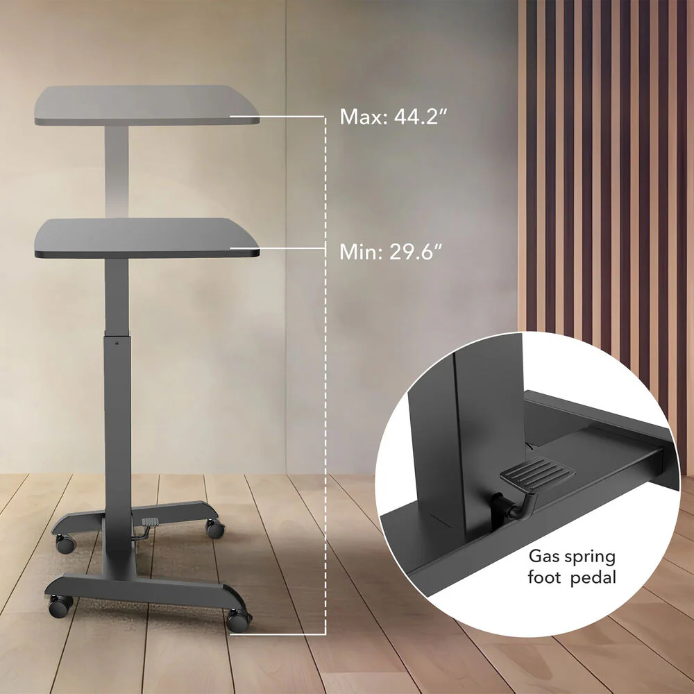 Mount-It! Height-Adjustable Rolling Laptop Desk (Black) - Image 5