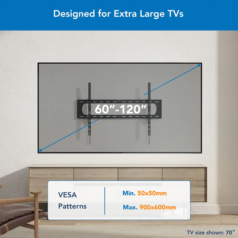 Mount-It! MI-14009 Heavy Duty XXL Tilt TV Wall Mount for 60 to 120" Displays - Image 5