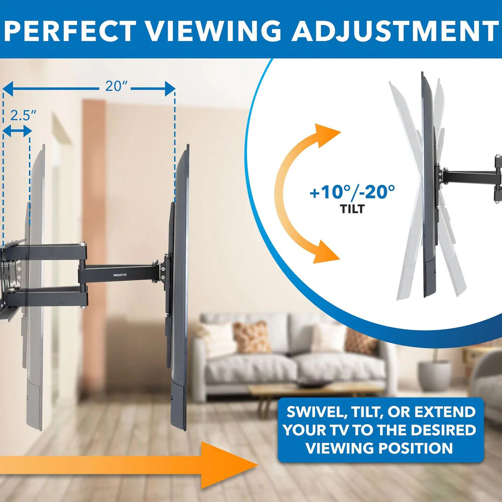 Mount-It! MI-396 Full-Motion Outdoor TV Wall Mount for 37 to 80" Displays - Image 5