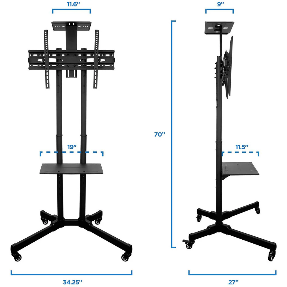 Mount-It! MI-876 Adjustable Mobile TV Cart - Image 3