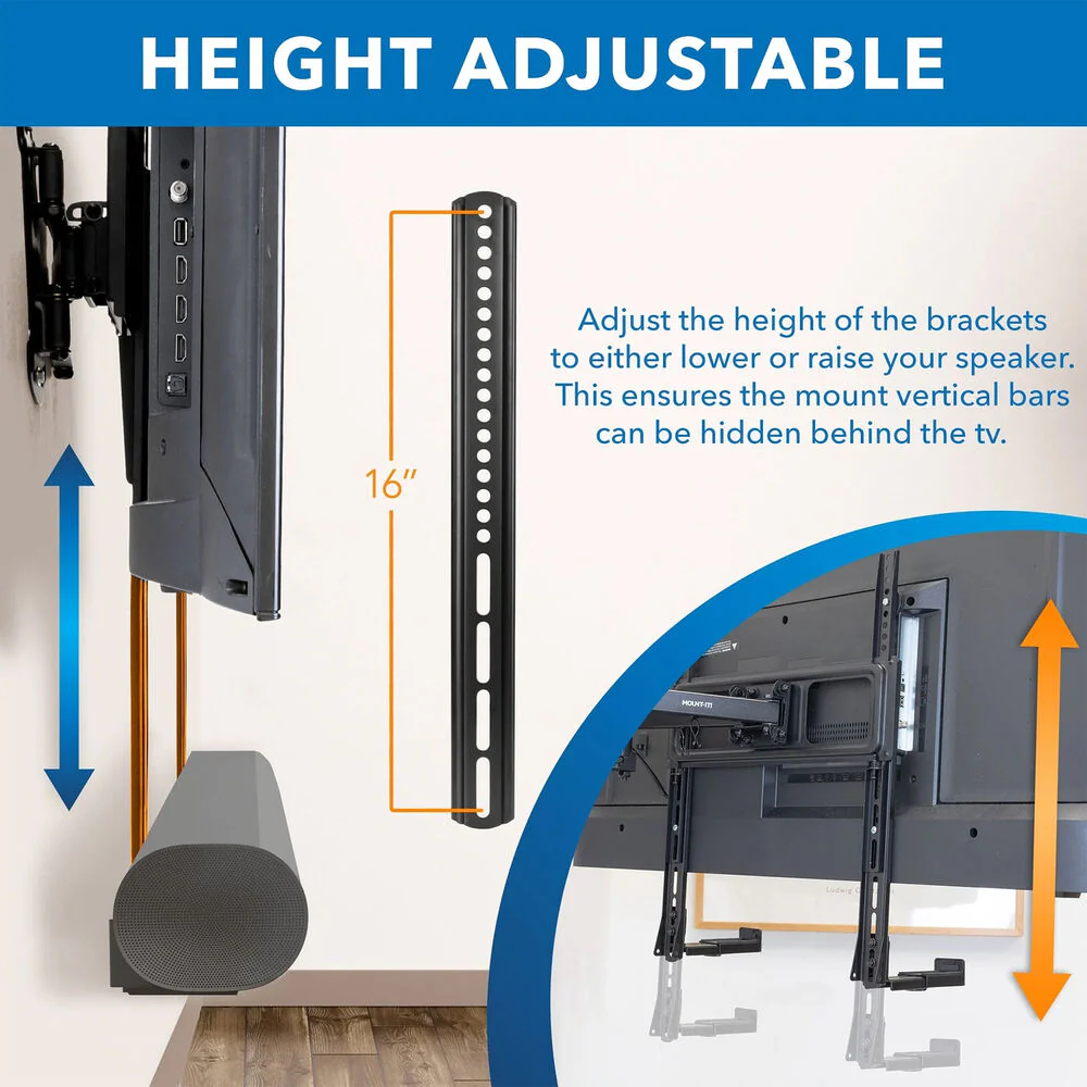 Mount-It! MI-SB50 Universal Soundbar Mount Brackets for TV And Wall Installation - Image 6