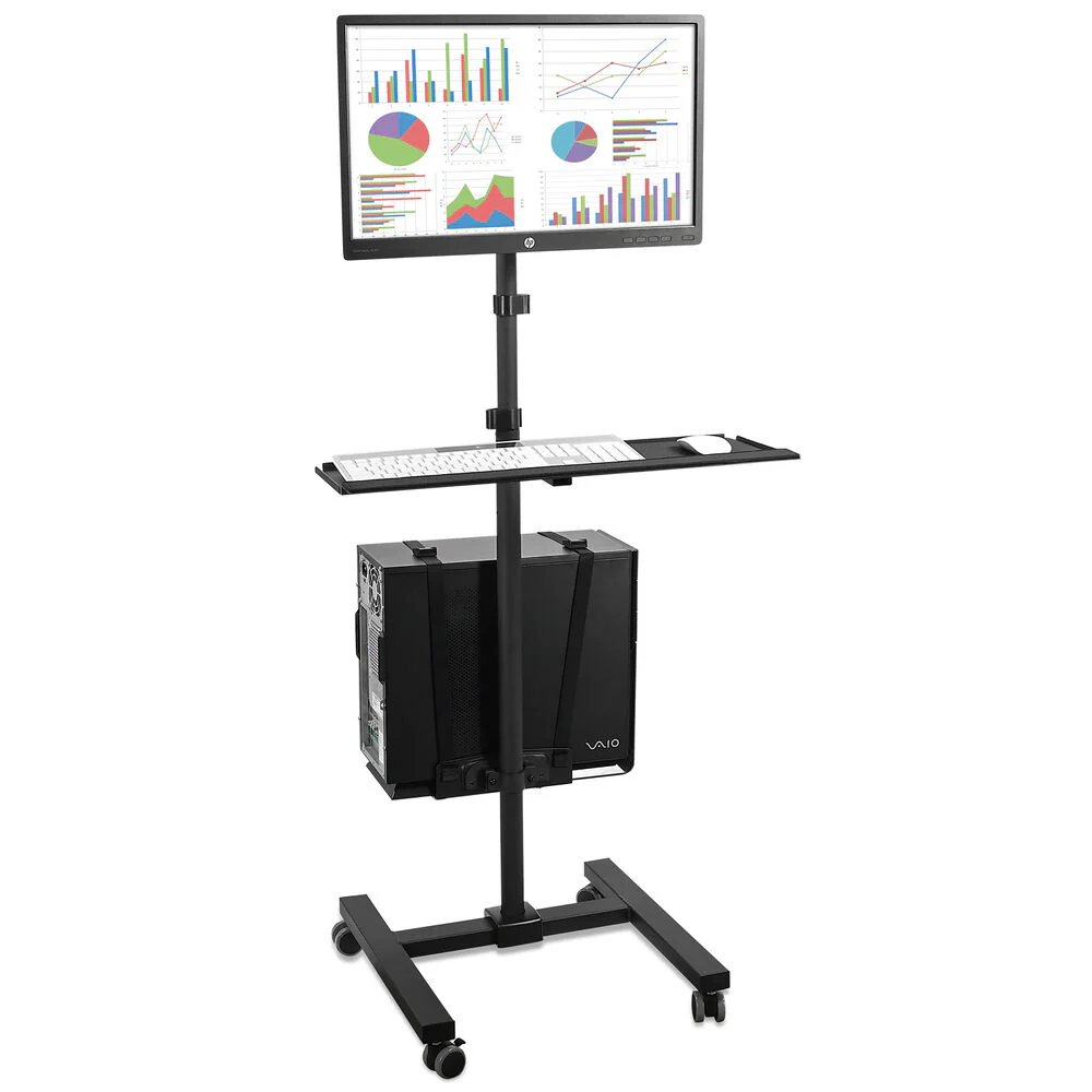 Mount-It! Mobile Cart with Monitor Mount and CPU Holder - Image 2