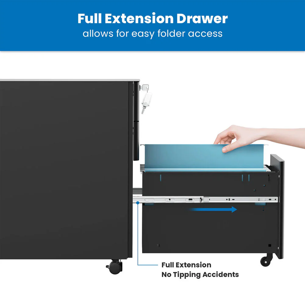 Mount-It! Slim Rolling File Cabinet with 3 Drawers (Black) - Image 6