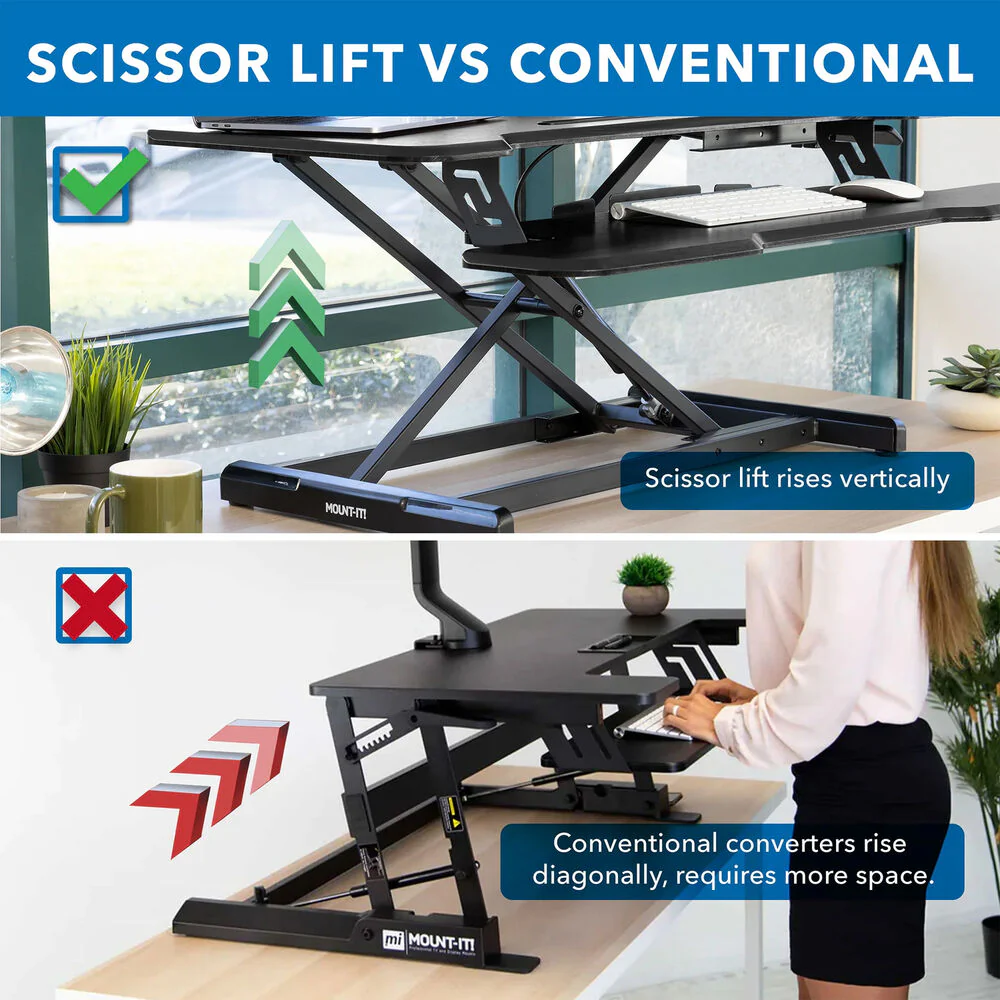 Mount-It! Standing Desk Converter with 38" Desktop (Black) - Image 4