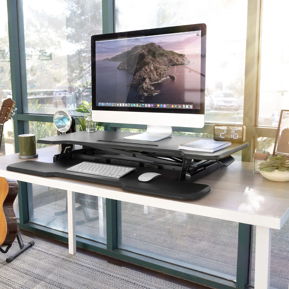Mount-It! Standing Desk Converter with 38" Desktop (Black) - Image 7