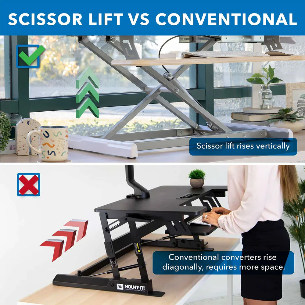 Mount-It! Standing Desk Converter with 38" Desktop (Maple) - Image 4