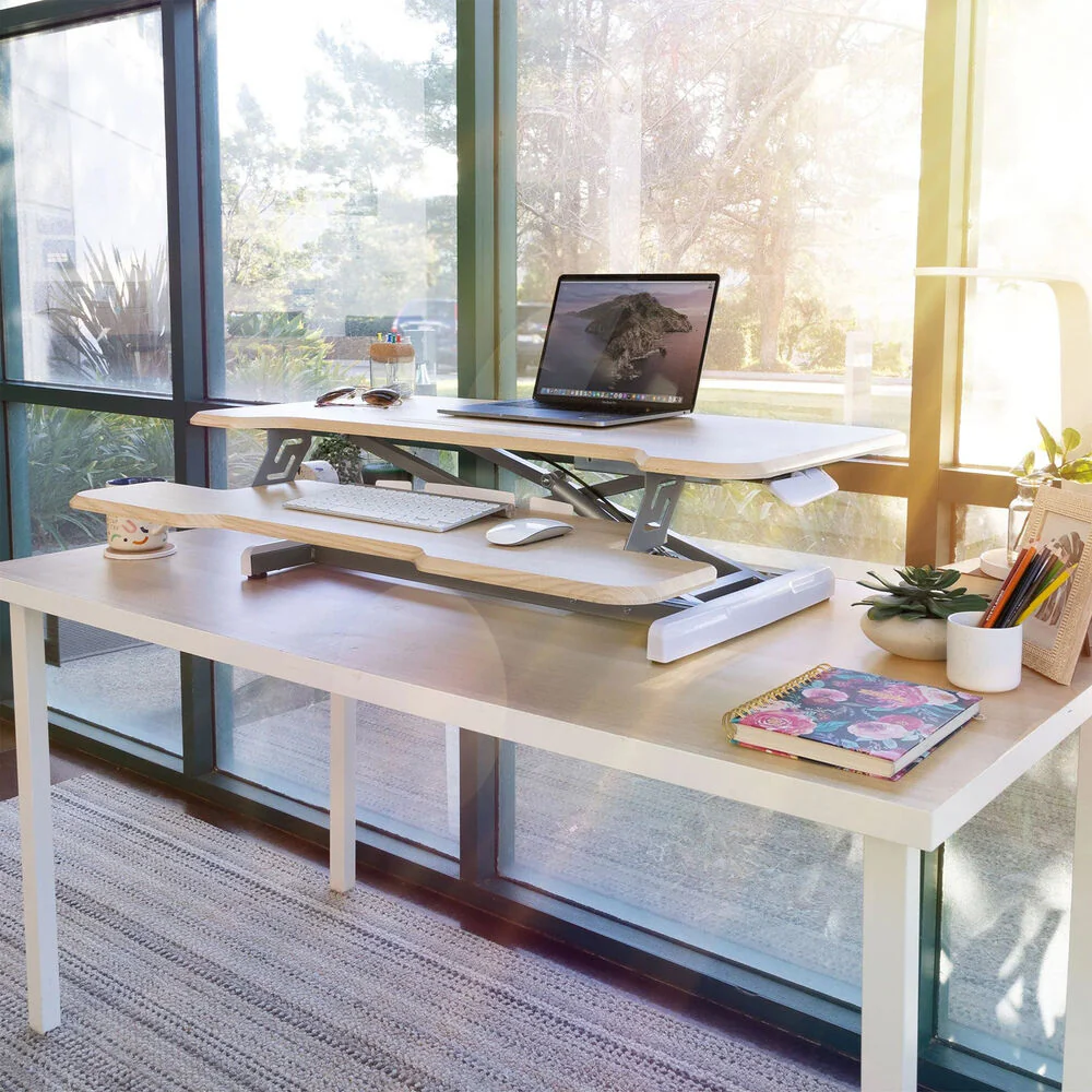 Mount-It! Standing Desk Converter with 38" Desktop (Maple) - Image 6