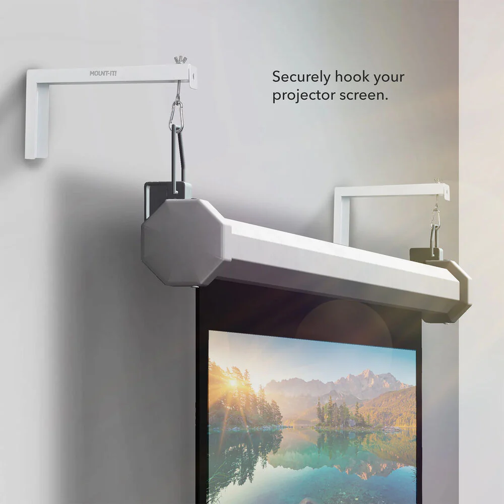 Mount-It! Universal Projector Screen Wall Mount (White, 12") - Image 6