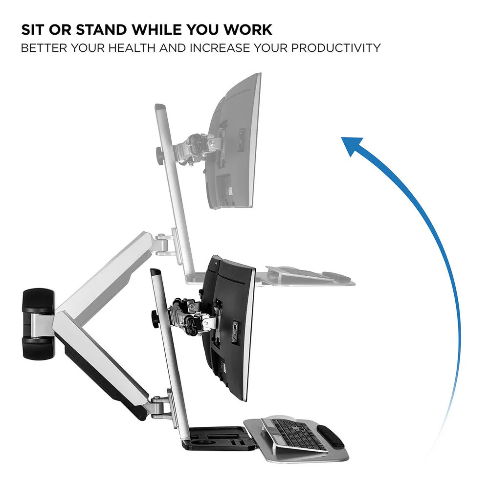 Mount-It! Wall-Mounted Dual Monitor Workstation - Image 3