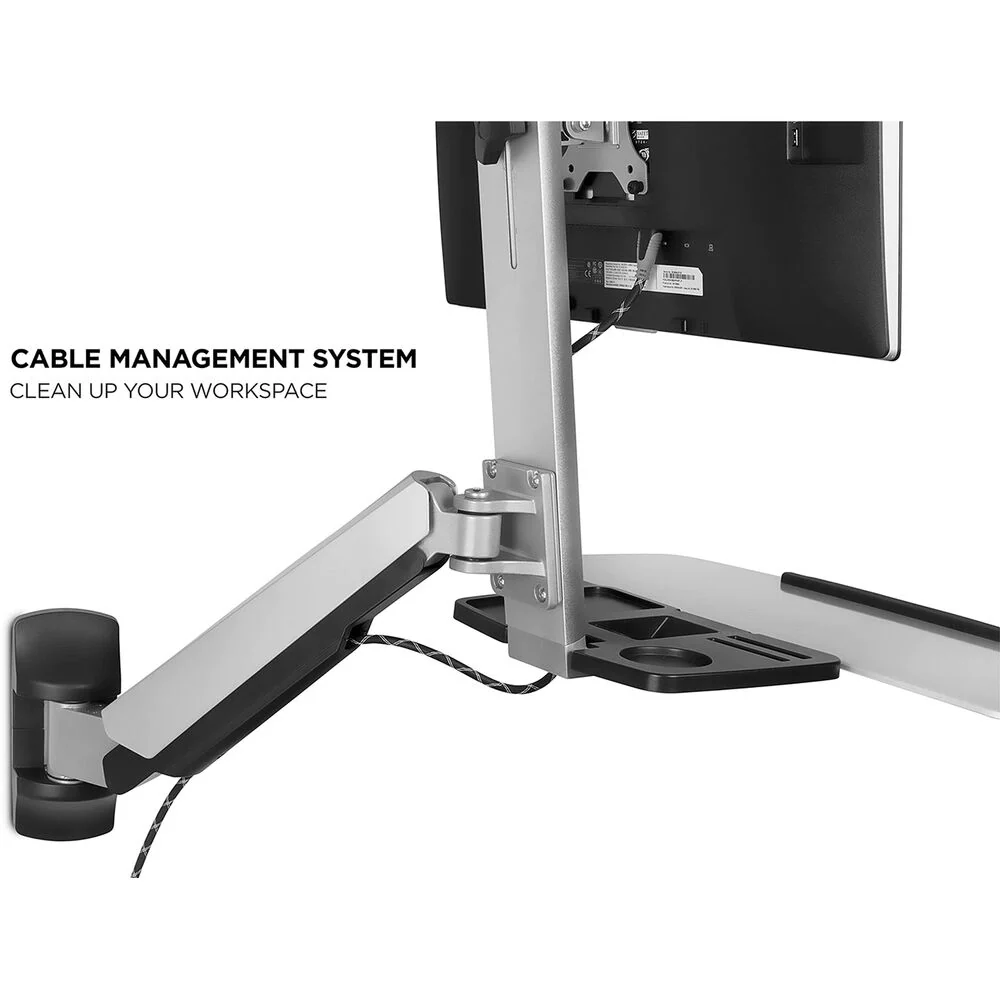 Mount-It! Wall Mounted Sit & Stand Single Monitor Workstation Arm with CPU Mount - Image 6