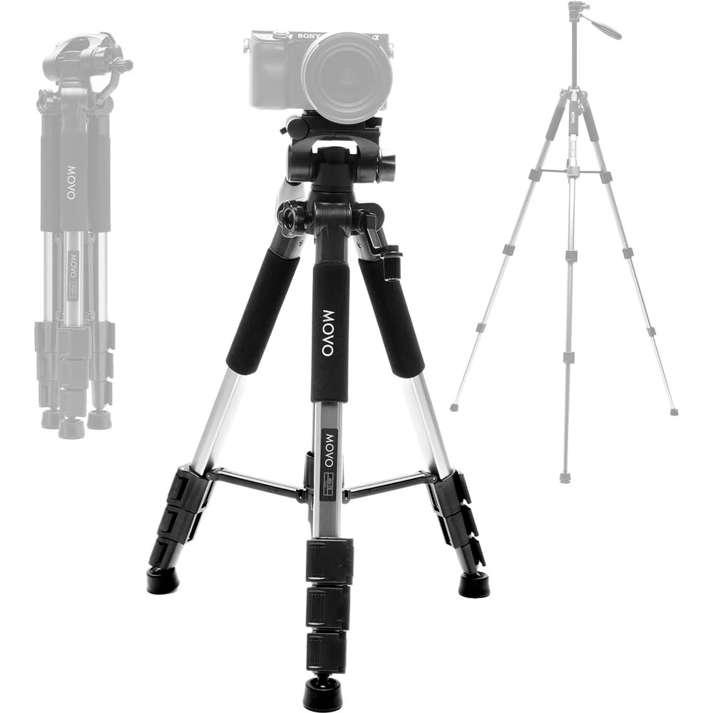 Movo Photo MV-T5 Full-Size Aluminum Tripod with Video Pan Head - Image 2