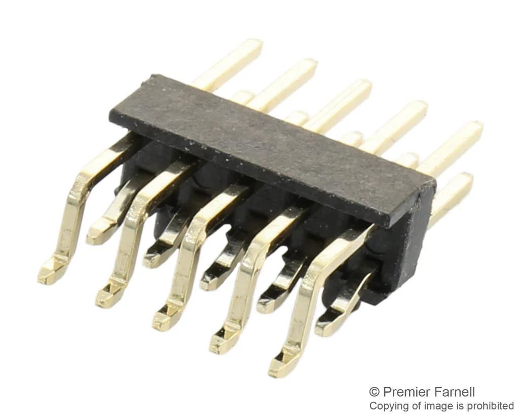 Multicomp PRO 2213R-10G-SM-7576APR 2213R-10G-SM-7576APR Pin Header Right Angle Board-to-Board 2.54 mm 2 Rows 10 Contacts Surface Mount - Image 2