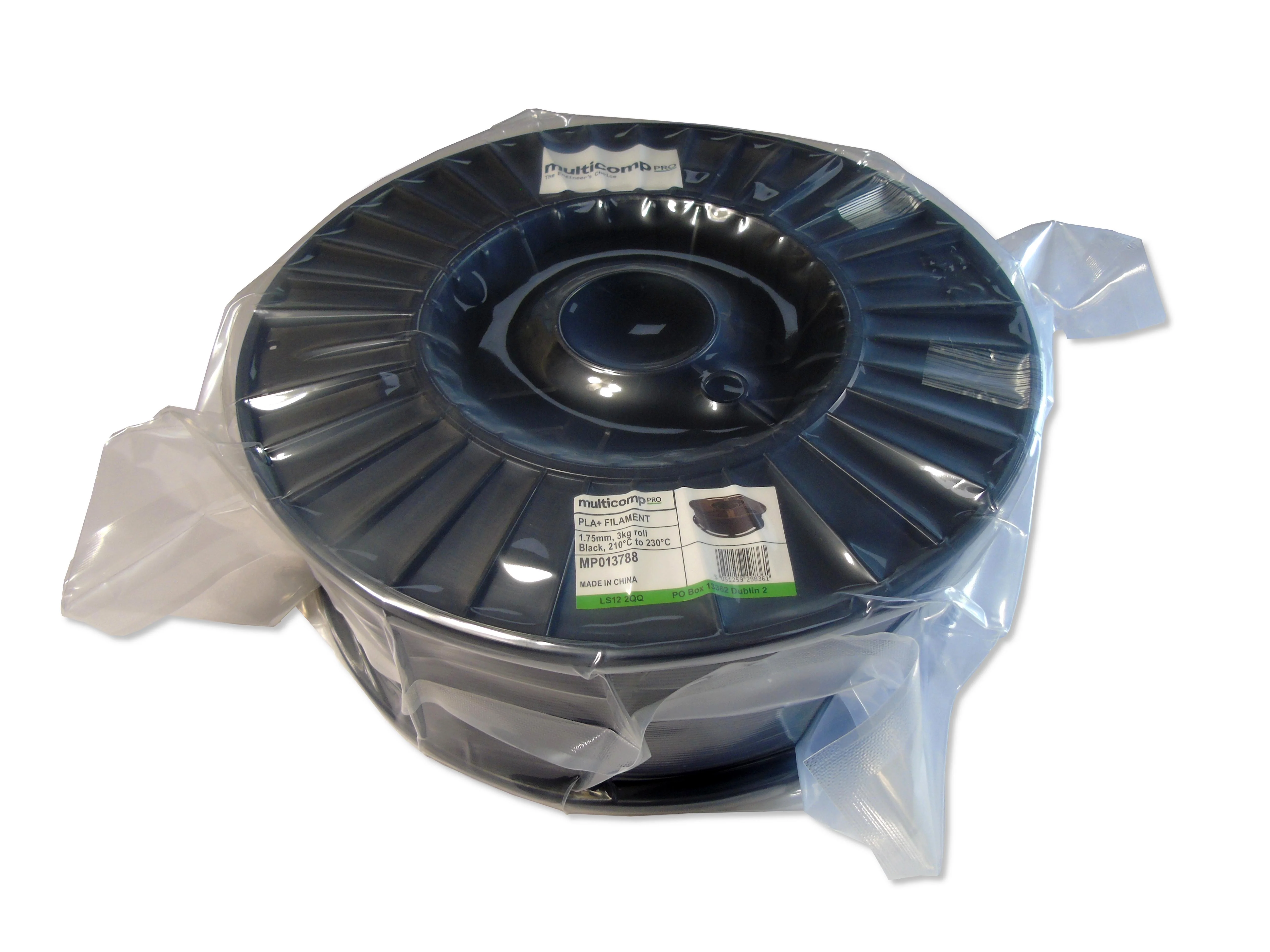 MULTICOMP PRO MP013788 3D Printer Filament, Black, 1.75mm, PLA+, 210°C to 230°C, 3kg - Image 3