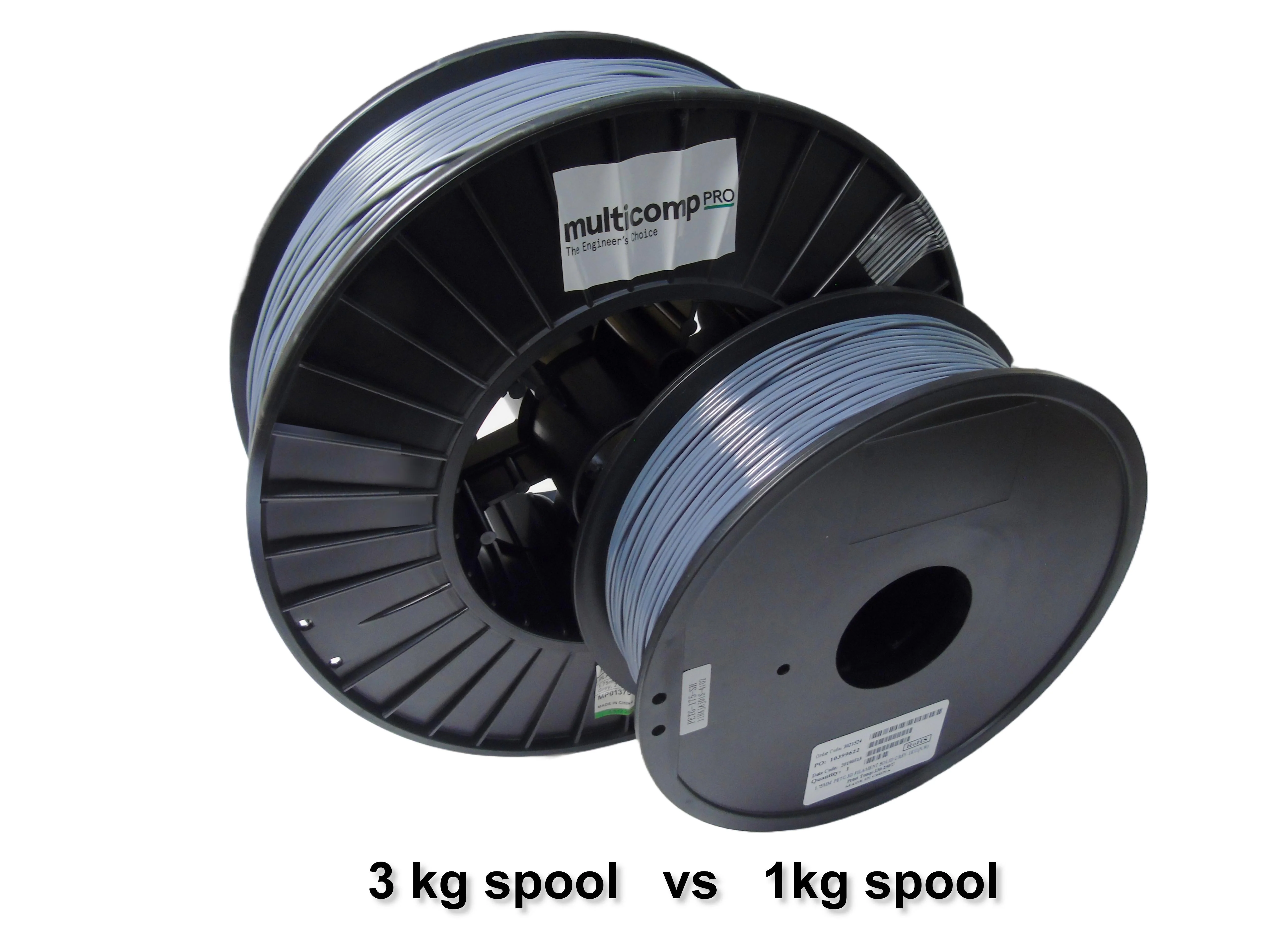 MULTICOMP PRO MP013790 3D Printer Filament, Grey, 1.75mm, PLA+, 210°C to 230°C, 3kg - Image 4